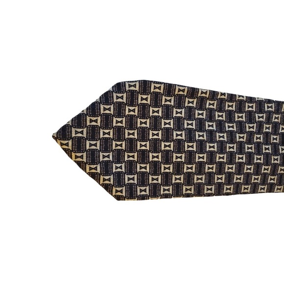 ASTRATTO Luxury Silk Geometric Black Brown Tan Neck Tie Made in USA Business - Picture 2 of 13